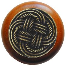 Notting Hill NHW-739C-AB Classic Weave Wood Knob in Antique Brass/Cherry wood finish